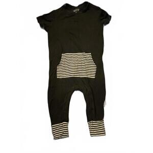 Moon + Beck Baby Romper with Striped Pocket and Cuffs
